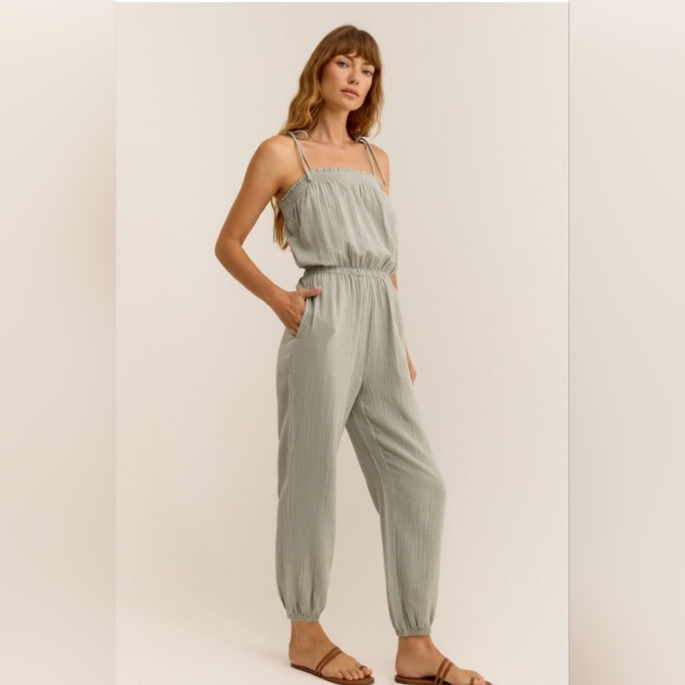 NWT Z Supply Sage Green Kiara Gauze Jumpsuit sz XS